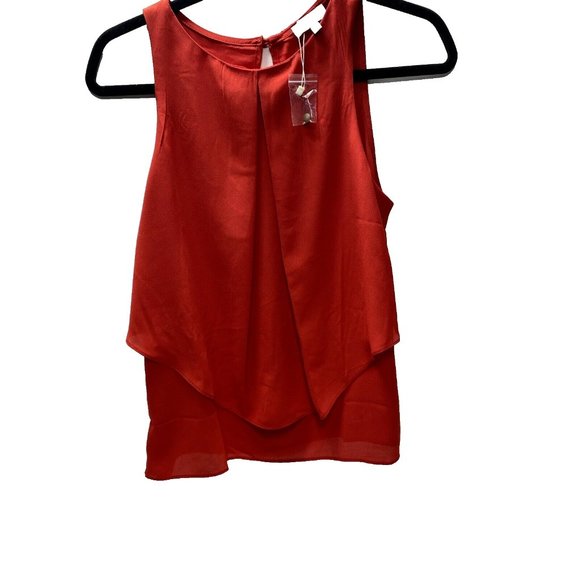 Ava Women’s XS Red Blouse, Sleeveless Red Dress Top, Ruffle Accent, Brand New - Picture 4 of 10